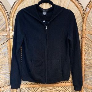 NWT* Lord and Taylor 100% Cashmere Black Hoodie Sweater * Size Medium